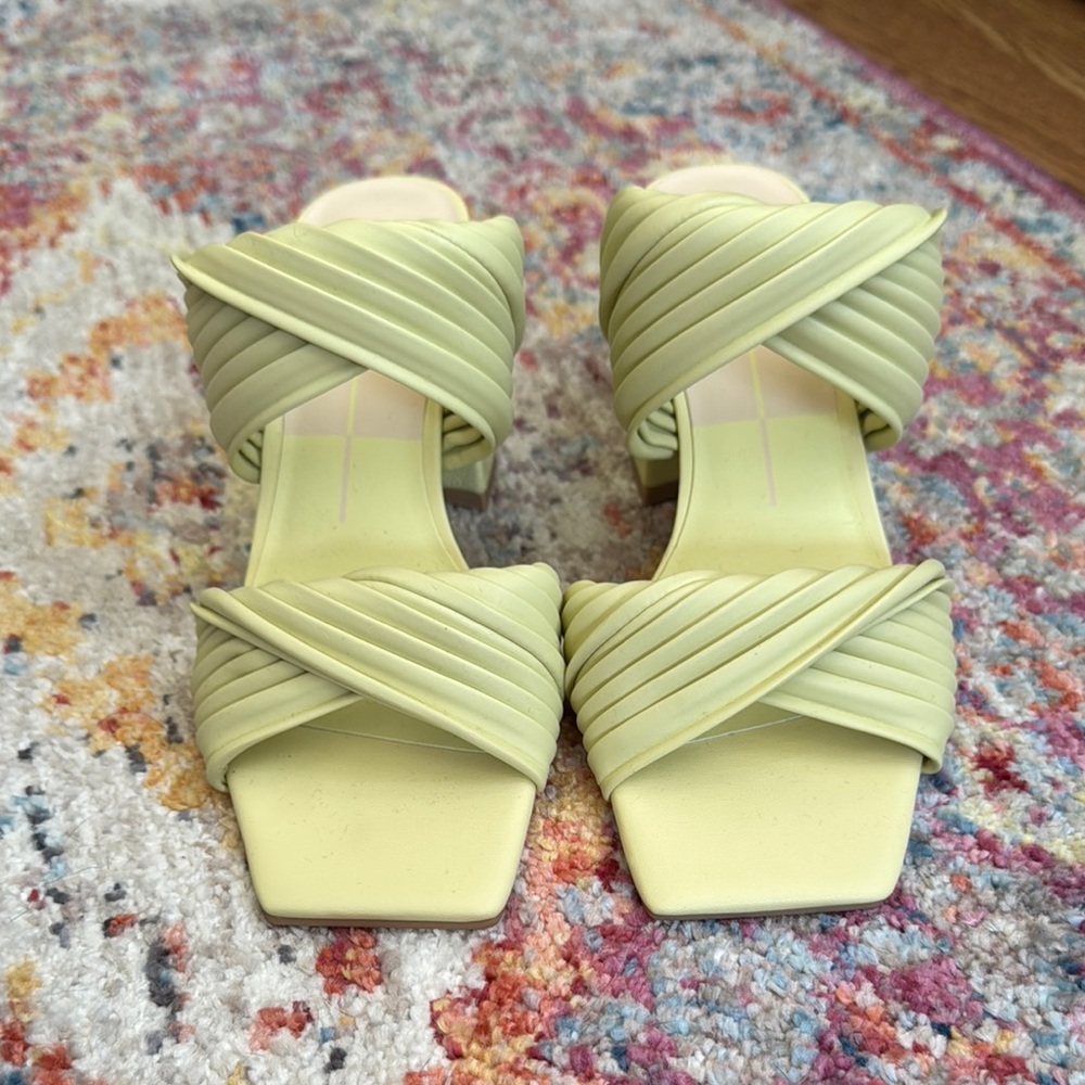 Dolce Vita Yellow-Green Sandals with Pleated Straps